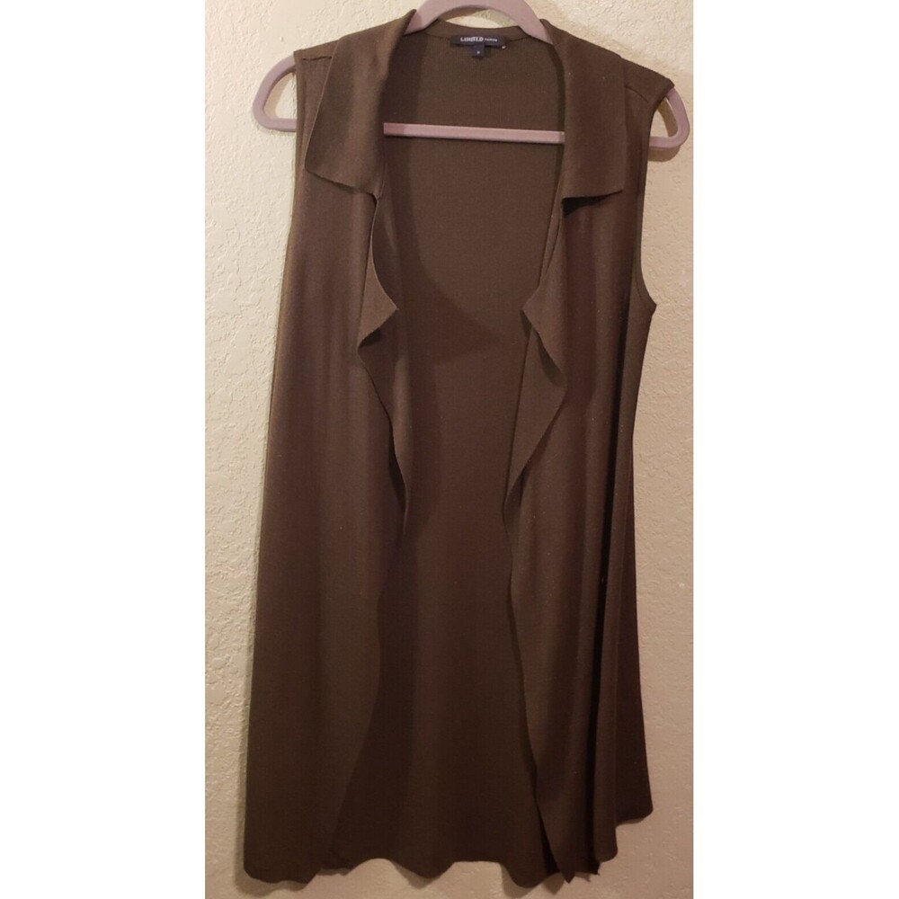 M & S Limited Edition Sleeveless Long Open Sweater Size UK 6 Or US 2 Brown